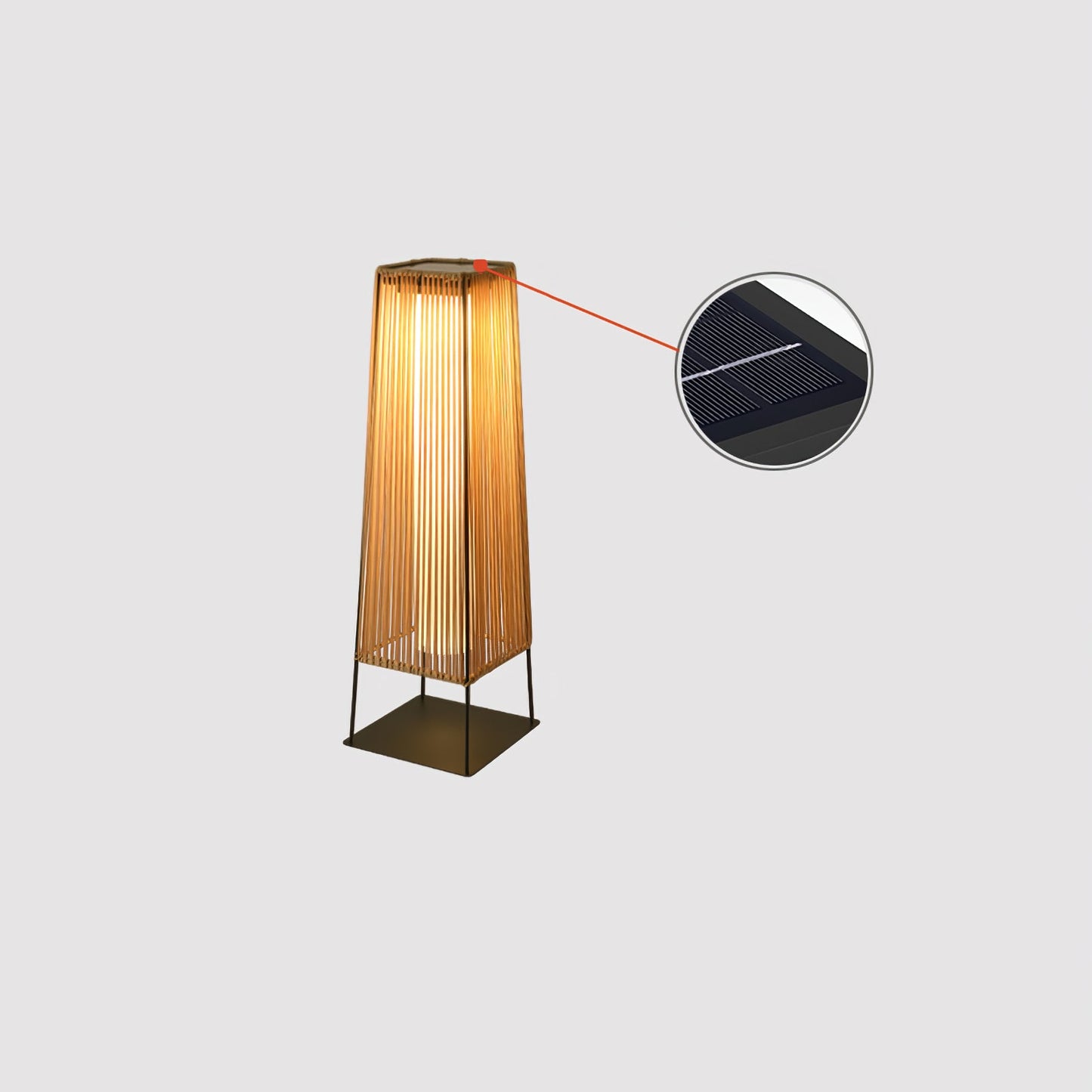 Plastic Rattan Outdoor Post Light - Solar Powered LED, Waterproof