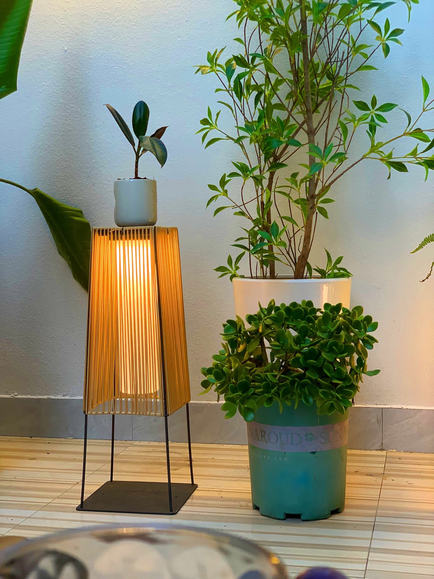 Plastic Rattan Outdoor Post Light - Solar Powered LED, Waterproof