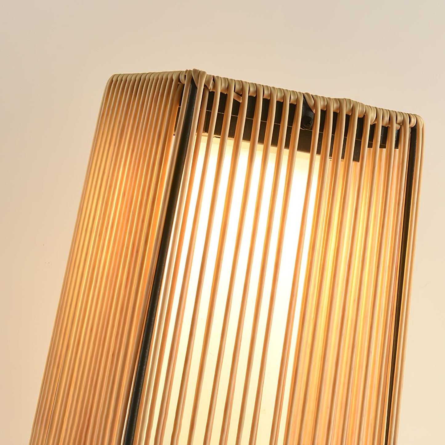 Plastic Rattan Outdoor Post Light - Solar Powered LED, Waterproof