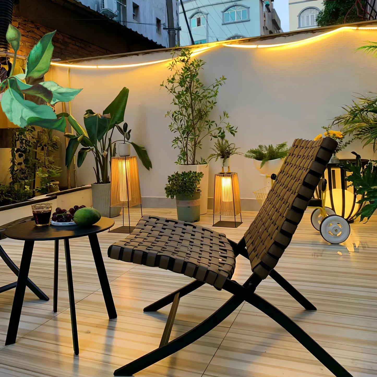 Plastic Rattan Outdoor Post Light - Solar Powered LED, Waterproof