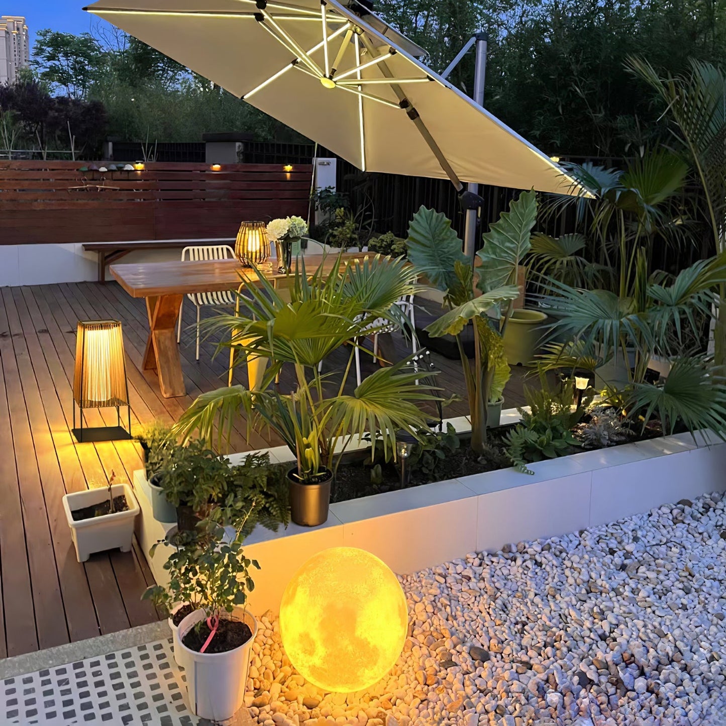 Plastic Rattan Outdoor Post Light - Solar Powered LED, Waterproof