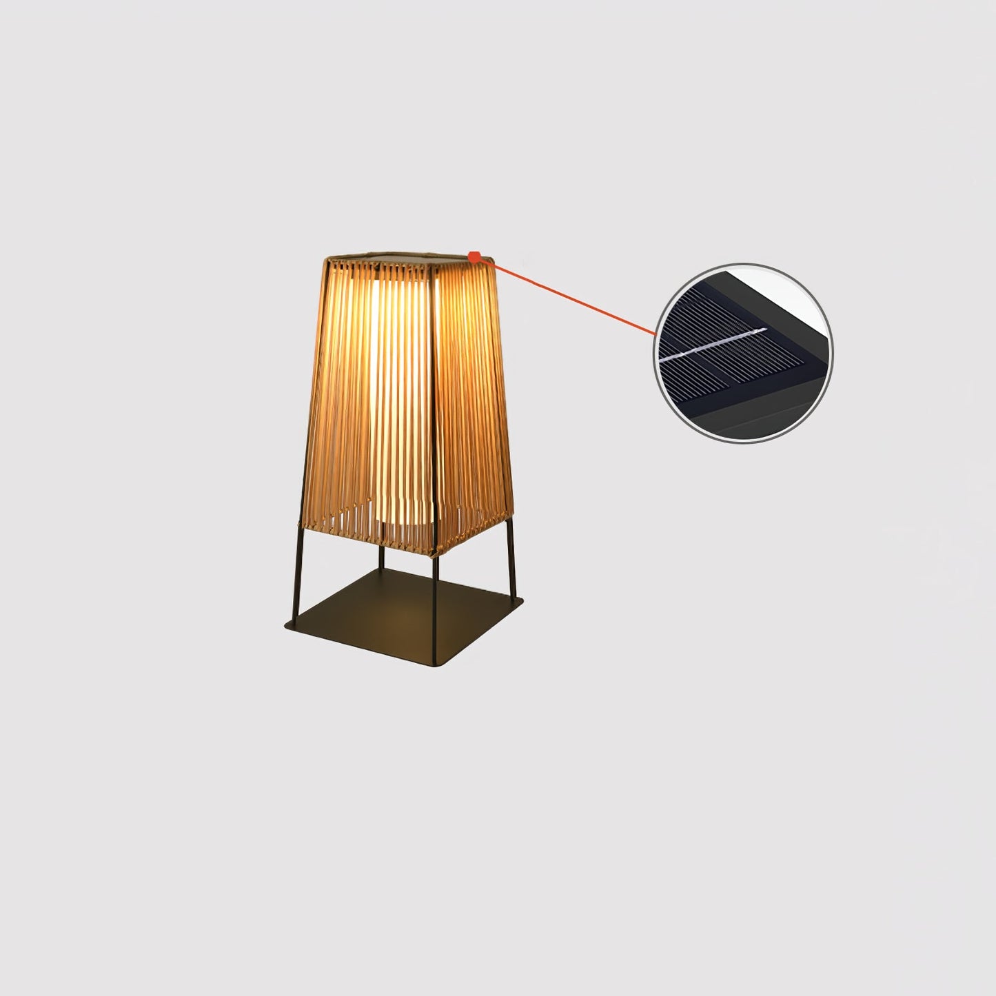 Plastic Rattan Outdoor Post Light - Solar Powered LED, Waterproof