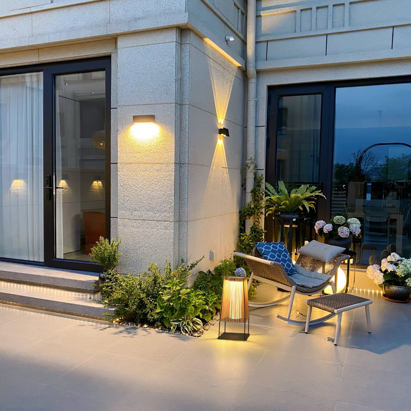 Plastic Rattan Outdoor Post Light - Solar Powered LED, Waterproof