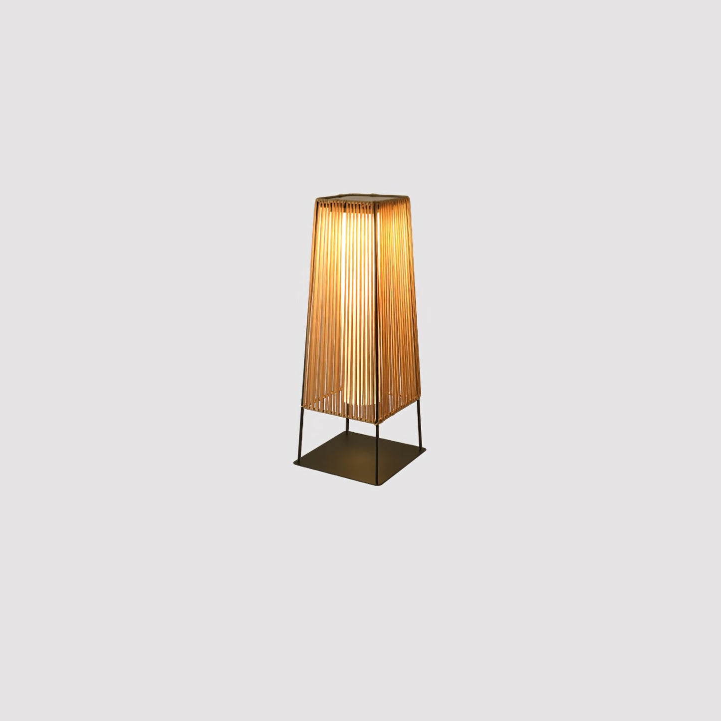Plastic Rattan Outdoor Post Light - Solar Powered LED, Waterproof