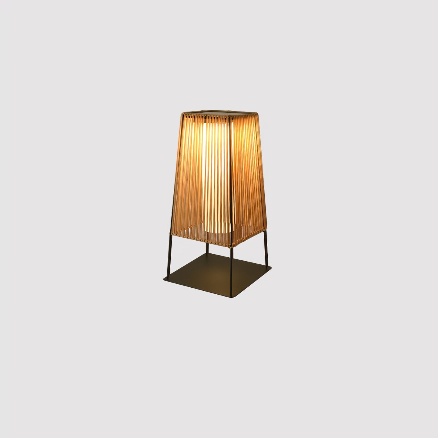 Plastic Rattan Outdoor Post Light - Solar Powered LED, Waterproof
