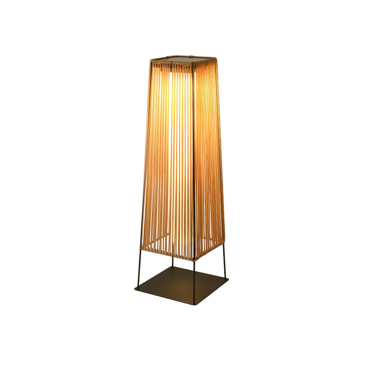 Plastic Rattan Outdoor Post Light - Solar Powered LED, Waterproof