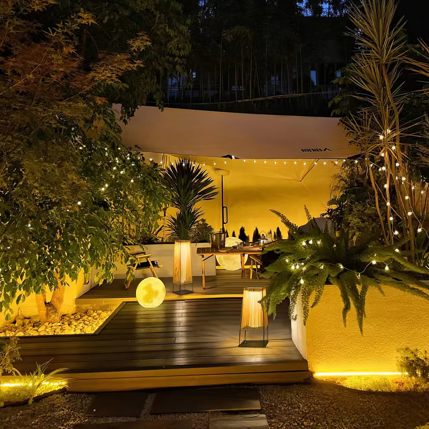 Plastic Rattan Outdoor Post Light - Solar Powered LED, Waterproof