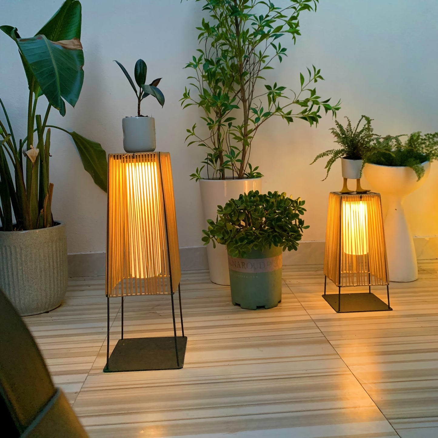 Plastic Rattan Outdoor Post Light - Solar Powered LED, Waterproof