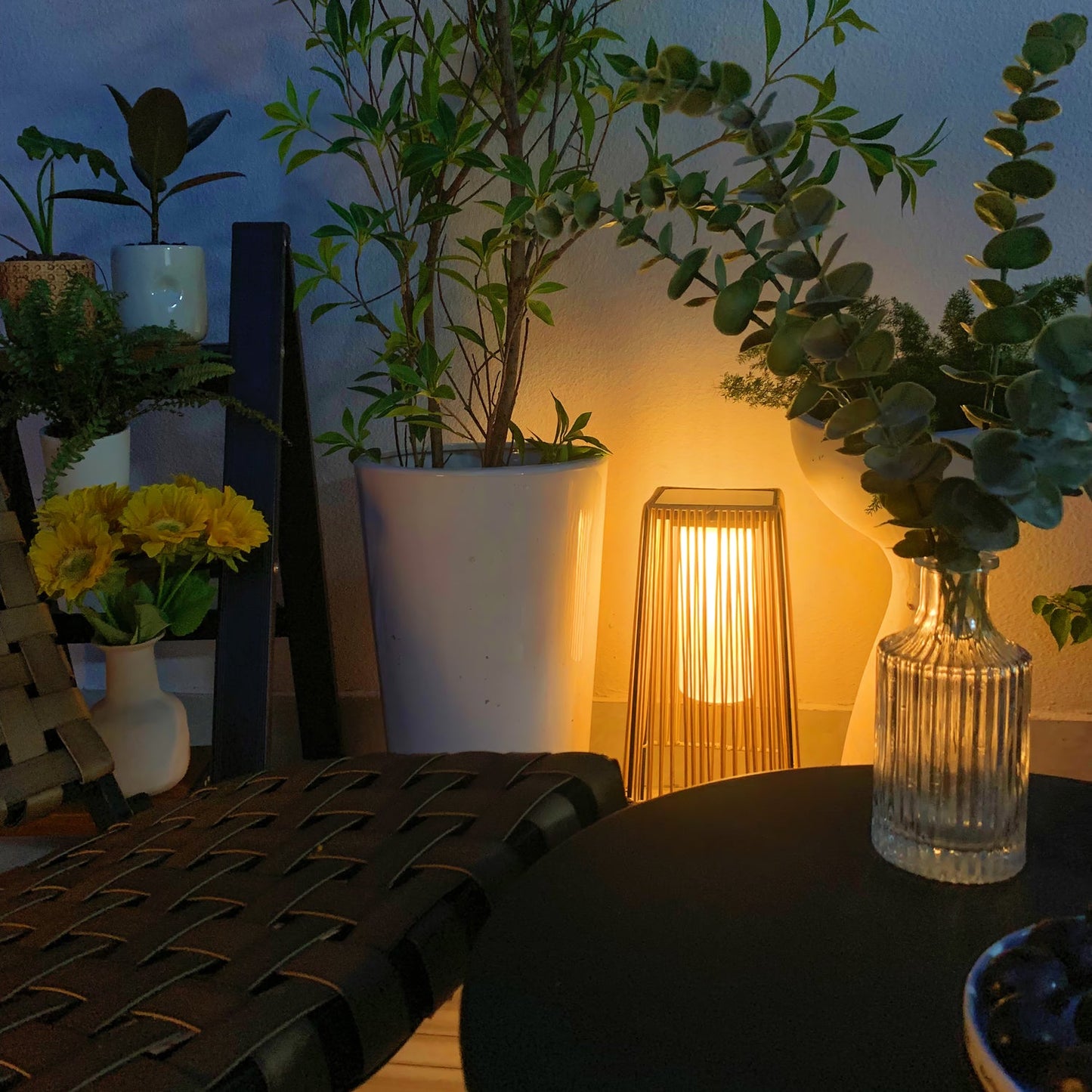 Plastic Rattan Outdoor Post Light - Solar Powered LED, Waterproof