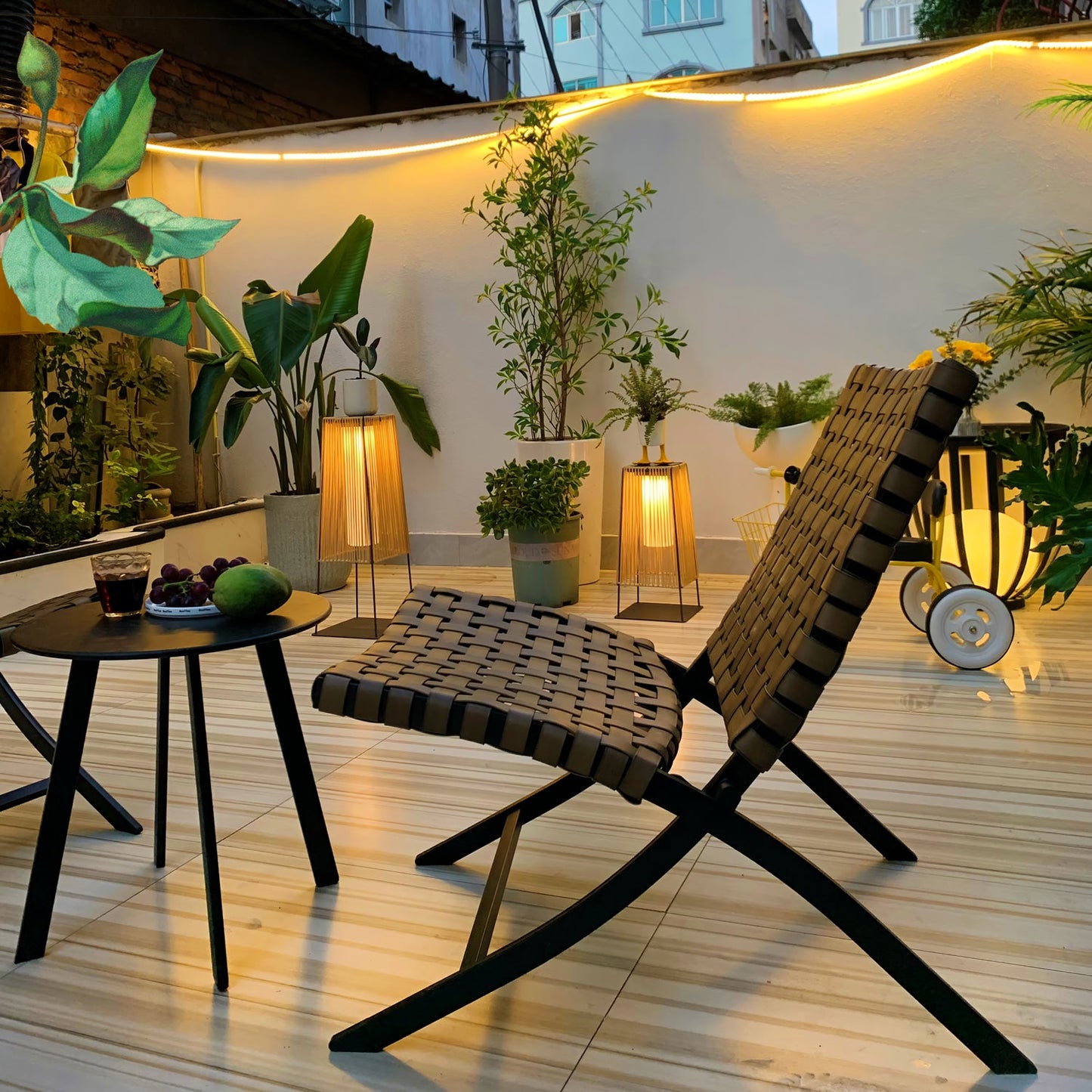 Plastic Rattan Outdoor Post Light - Solar Powered LED, Waterproof