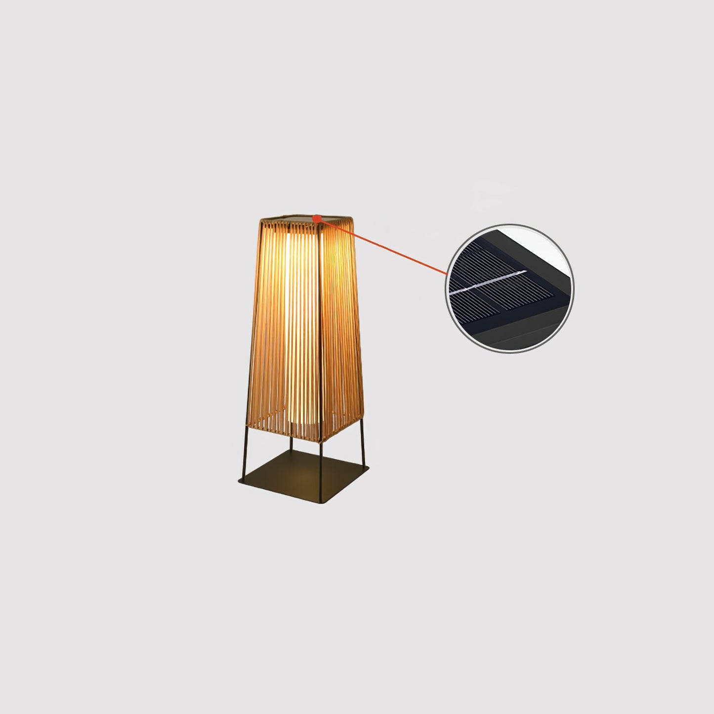Plastic Rattan Outdoor Post Light - Solar Powered LED, Waterproof