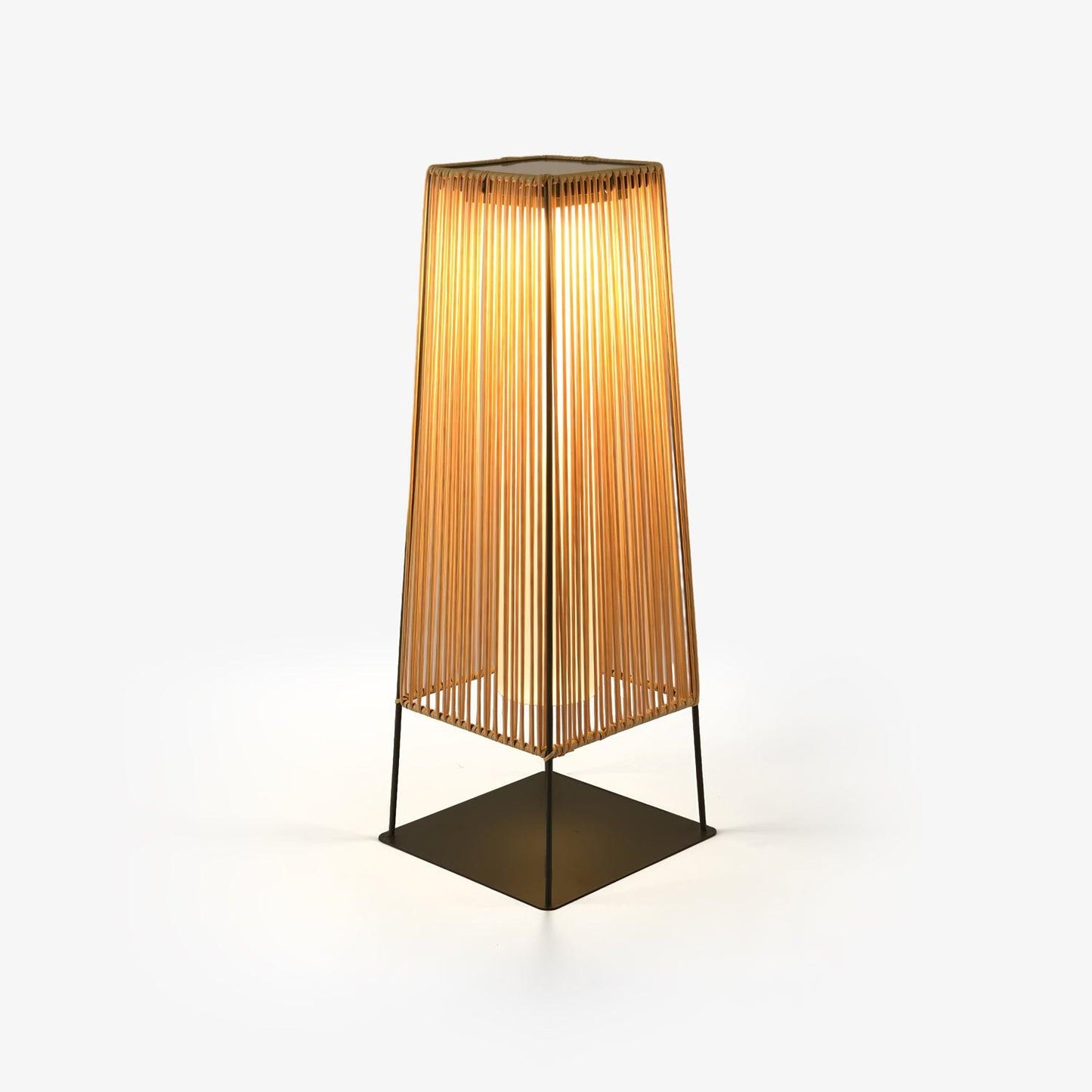 Plastic Rattan Outdoor Post Light - Solar Powered LED, Waterproof