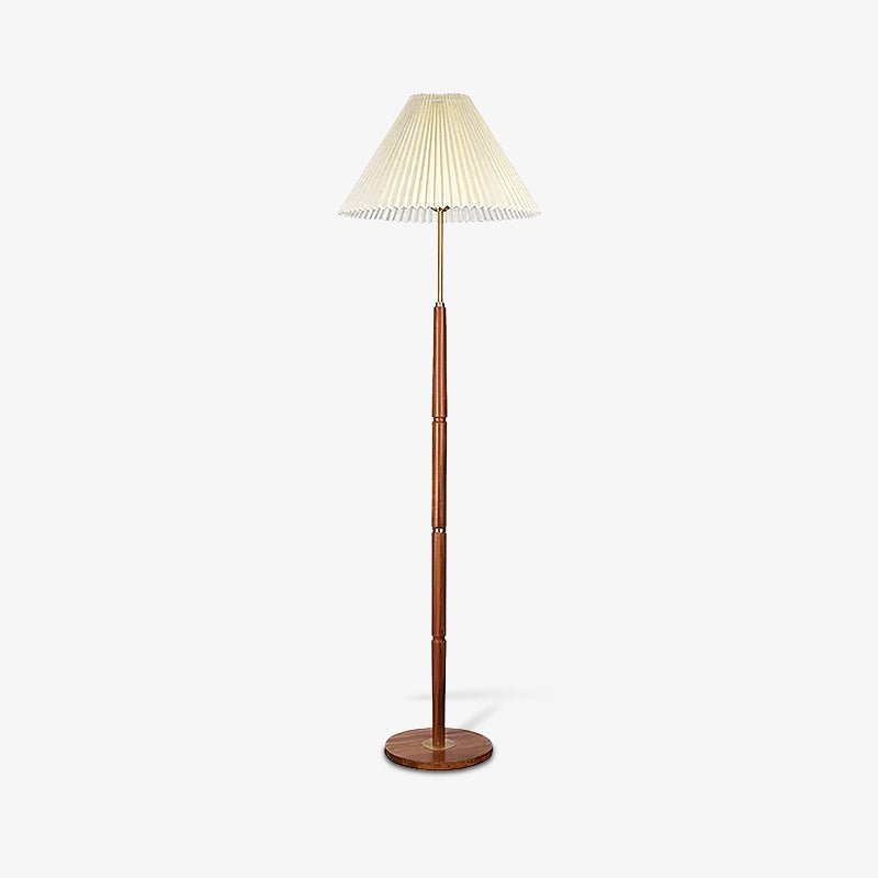 Pleated Floor Lamp - Elegant LED Design, Indoor Use, Wood Base