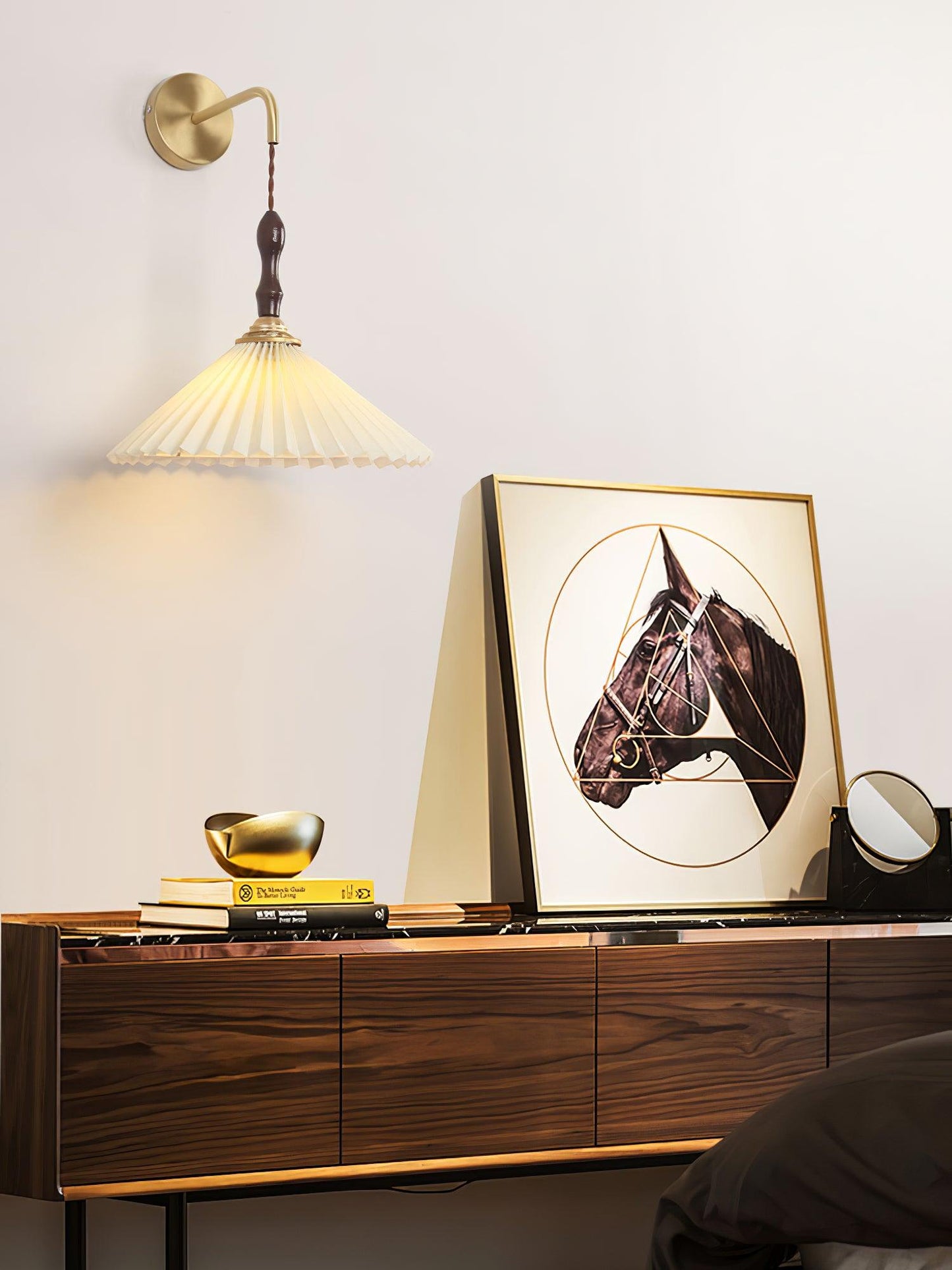 Pleated Wooden Wall Lamp - Stylish LED Indoor Lighting