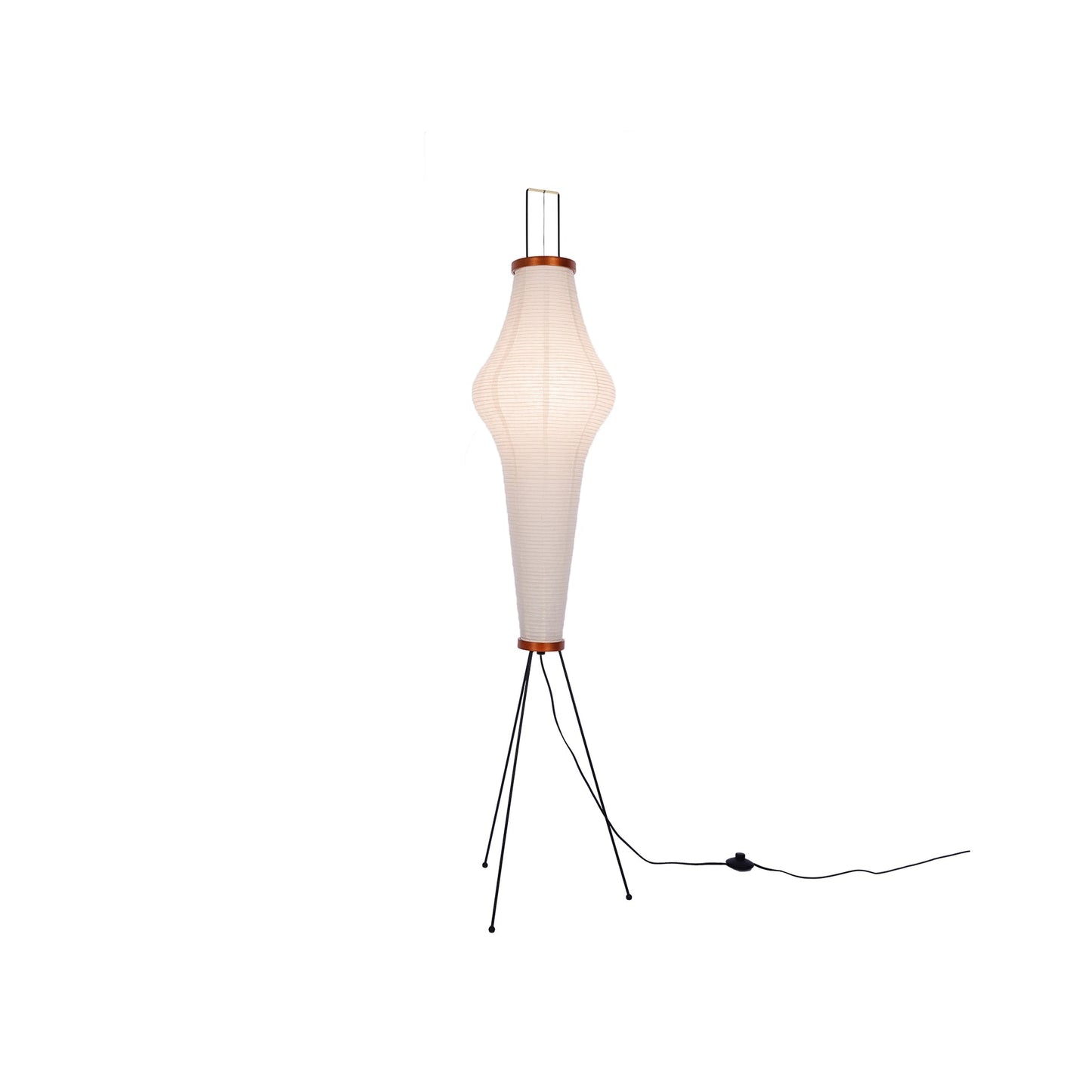 Rice Paper Floor Lamp - Indoor LED Lantern Design, Black