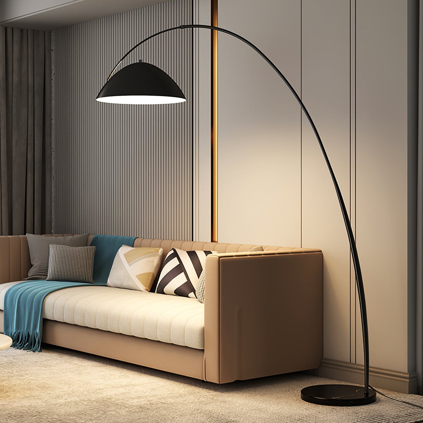 Verse Arc Floor Lamp - Scandinavian Design, LED, Black