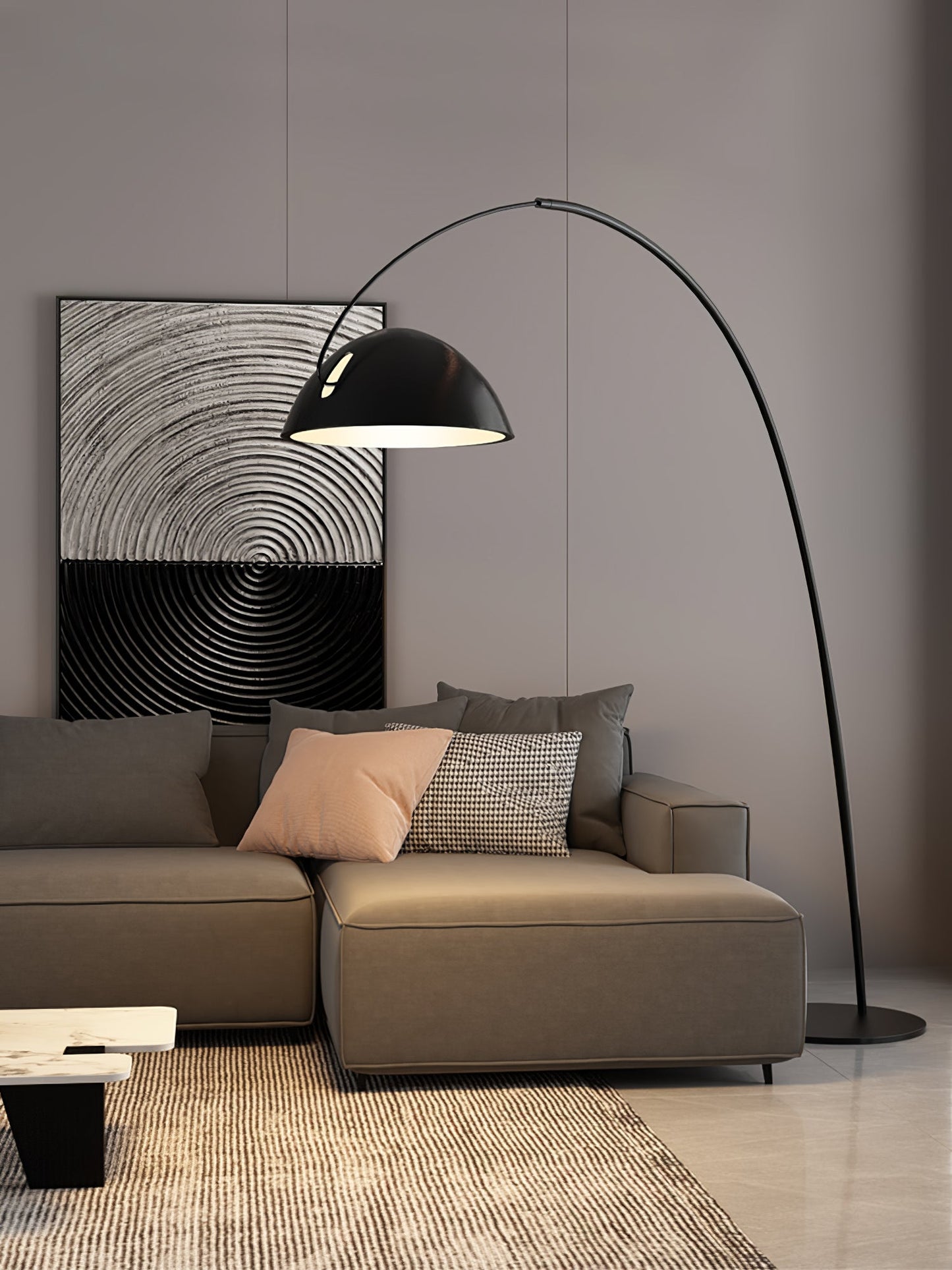 Verse Arc Floor Lamp - Scandinavian Design, LED, Black