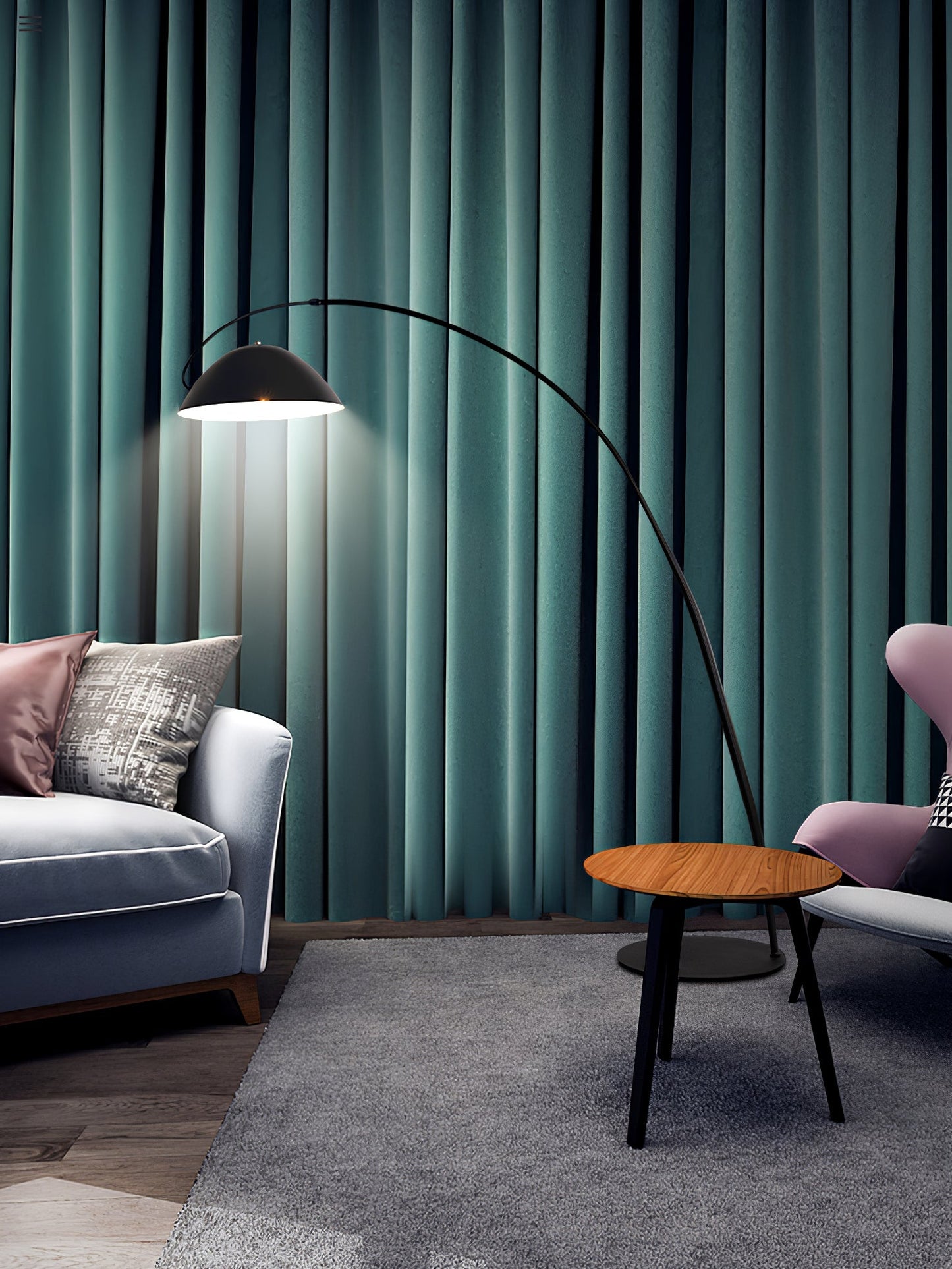 Verse Arc Floor Lamp - Scandinavian Design, LED, Black
