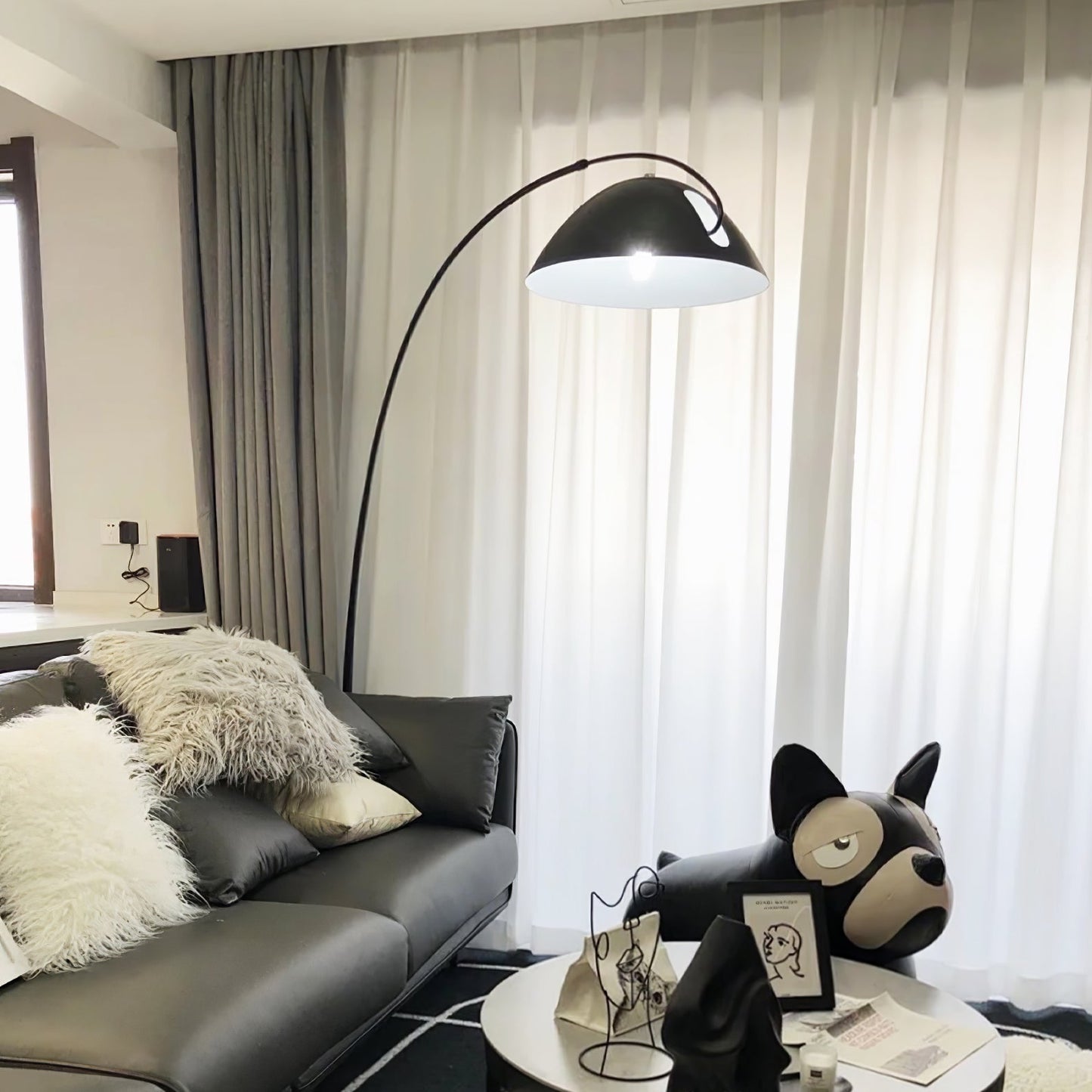 Verse Arc Floor Lamp - Scandinavian Design, LED, Black