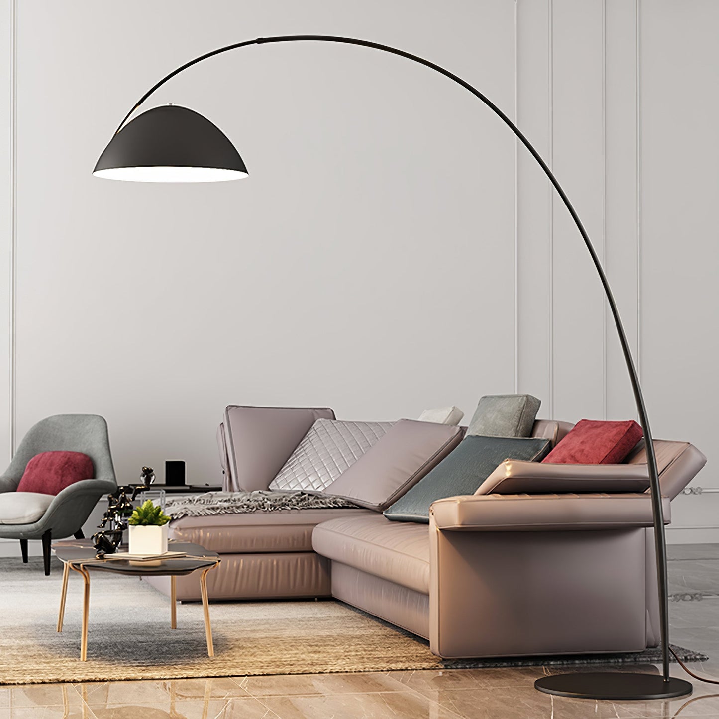 Verse Arc Floor Lamp - Scandinavian Design, LED, Black