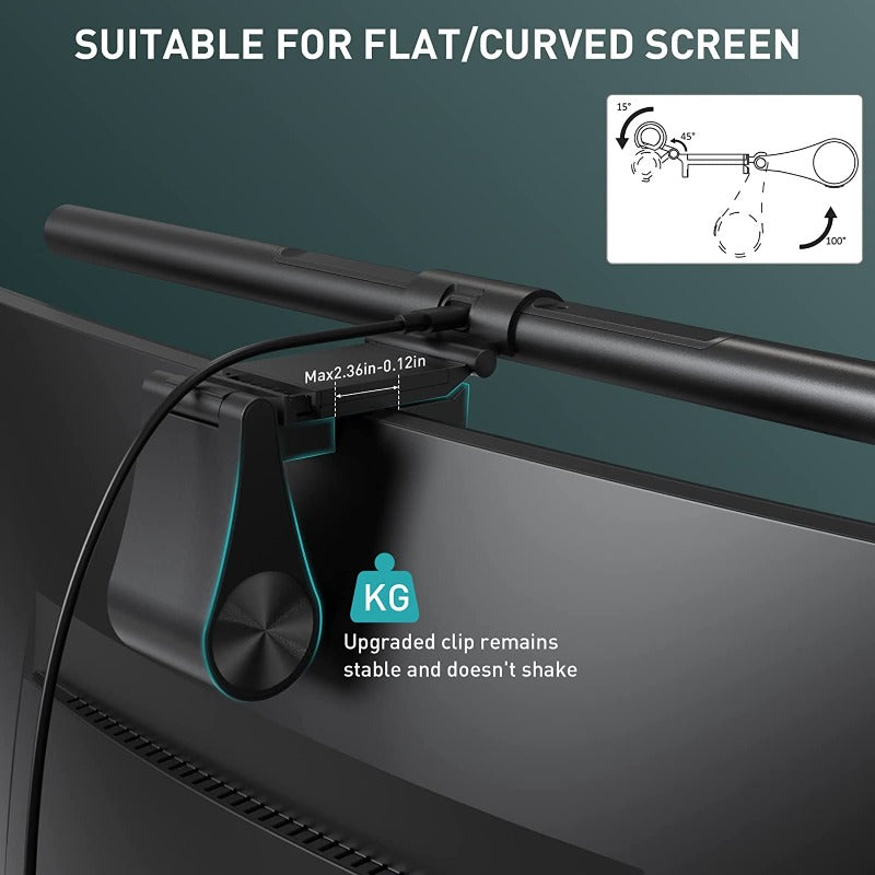 Dimmable Monitor Light Bar with Remote, Eye Protection Technology, Adjustable Brightness Desk Lamp for Curved/Flat Screens, No Screen Glare, Home Office