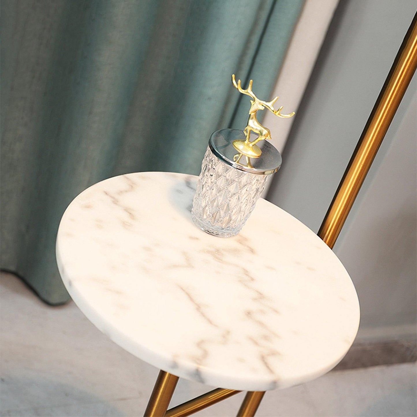 Rani Floor Lamp with Tray, LED, Metal, Black, Gold Finish