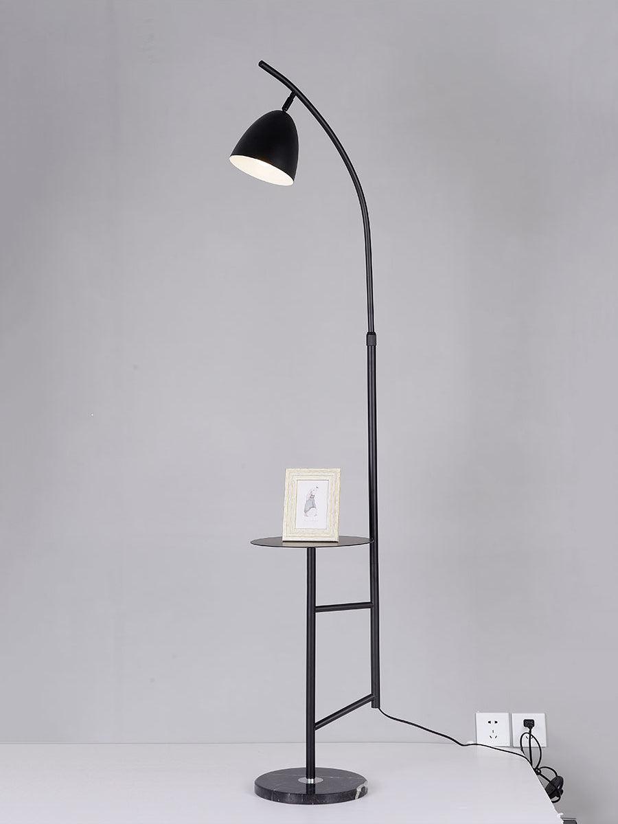 Rani Floor Lamp with Tray, LED, Metal, Black, Gold Finish