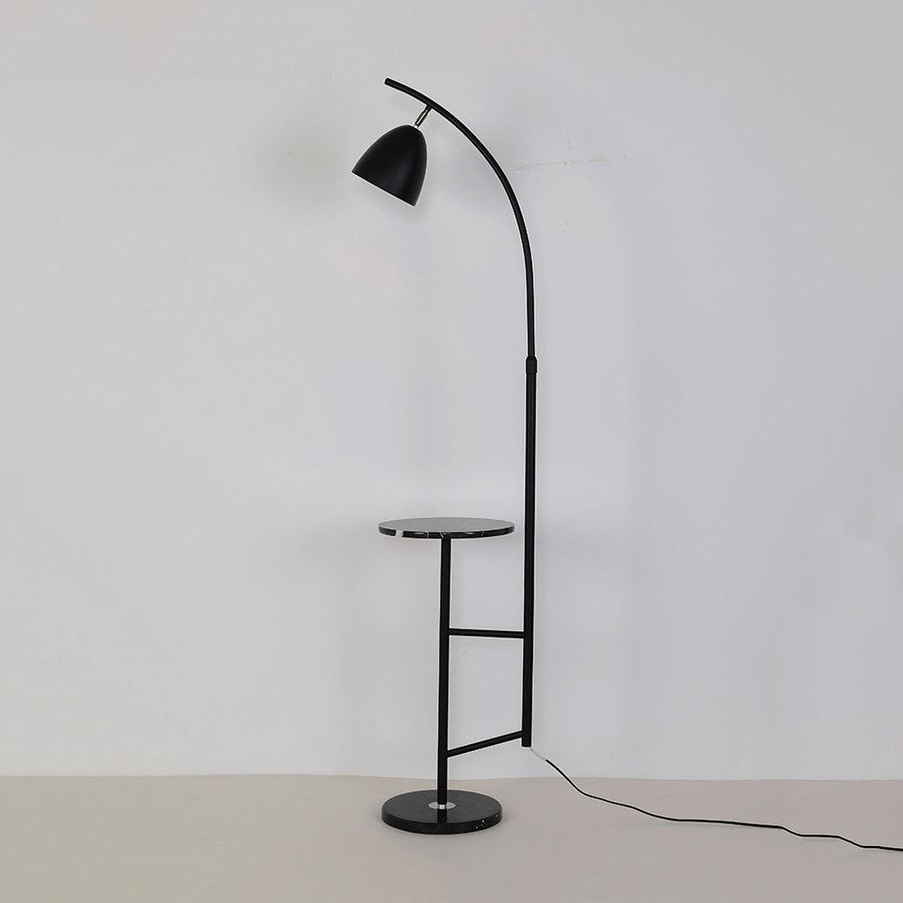 Rani Floor Lamp with Tray, LED, Metal, Black, Gold Finish