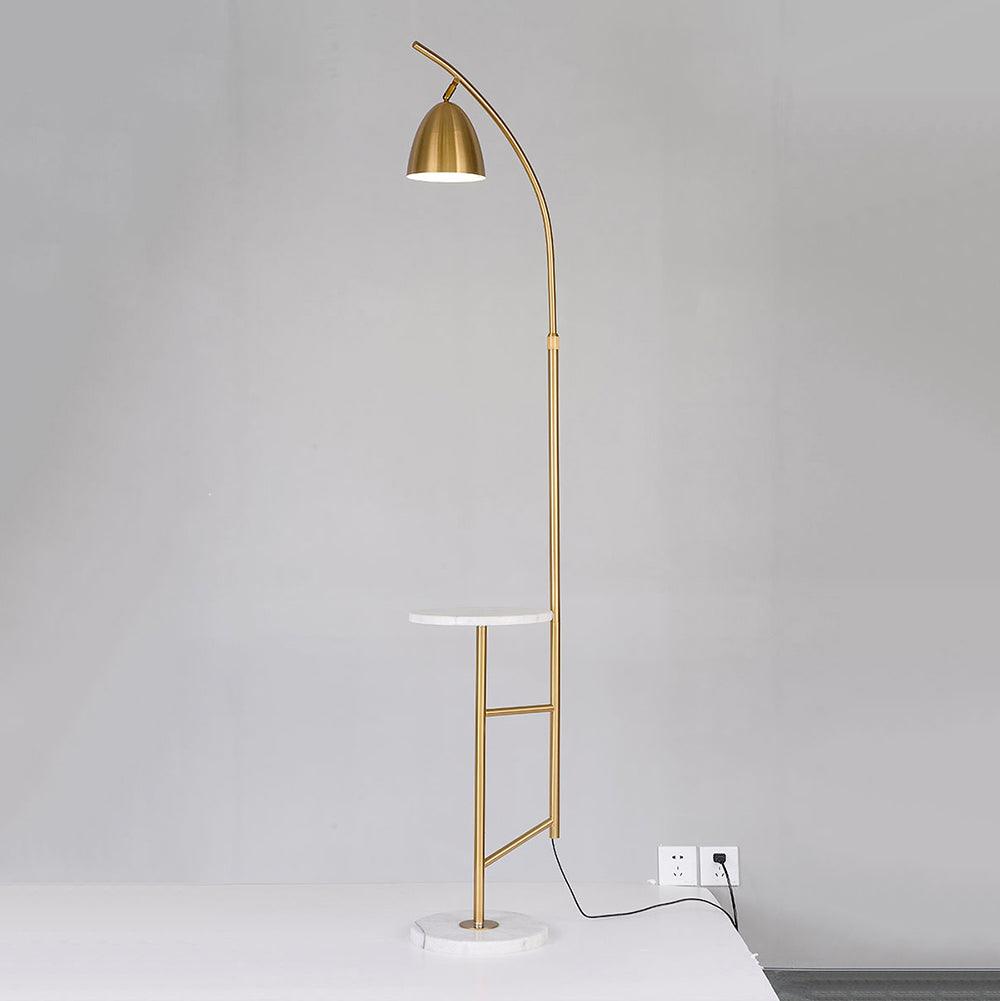 Rani Floor Lamp with Tray, LED, Metal, Black, Gold Finish