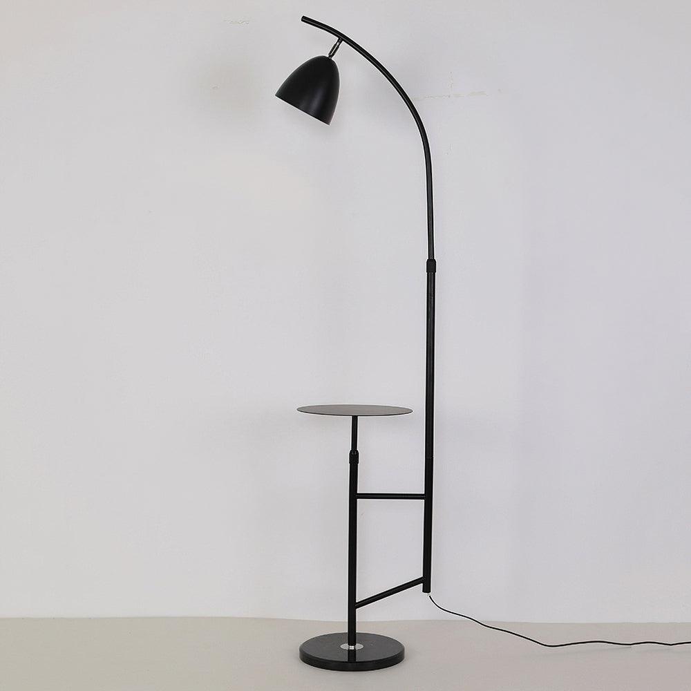 Rani Floor Lamp with Tray, LED, Metal, Black, Gold Finish