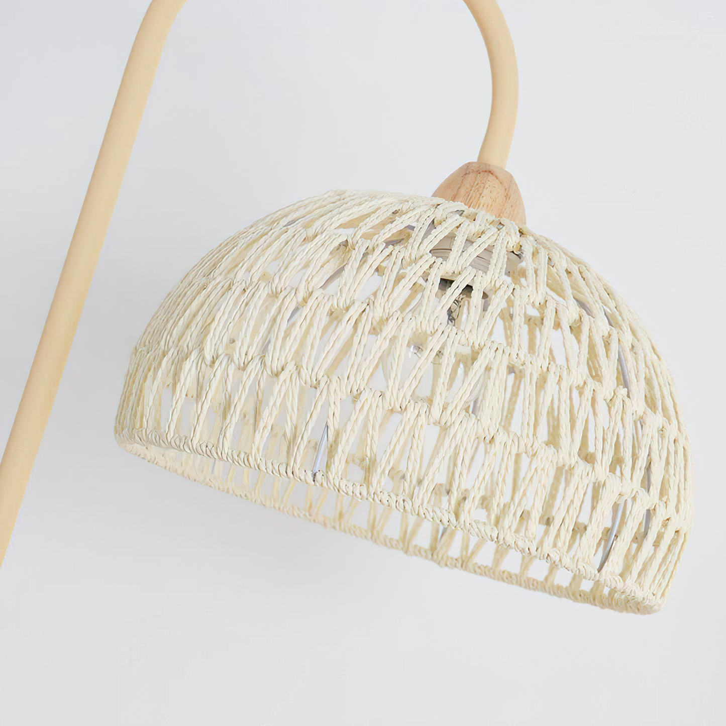 Rattan Arch Floor Lamp - Stylish Beige Indoor Lighting
