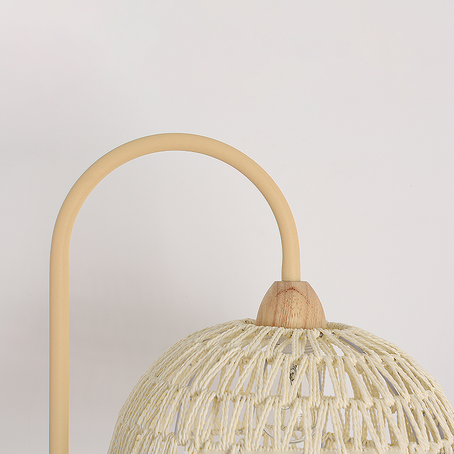Rattan Arch Floor Lamp - Stylish Beige Indoor Lighting