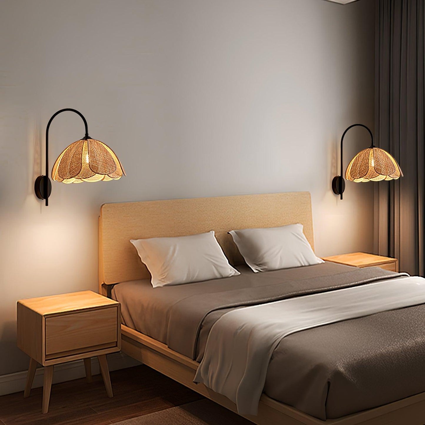 Rattan Petal Wall Lamp - LED Indoor Lighting Fixture