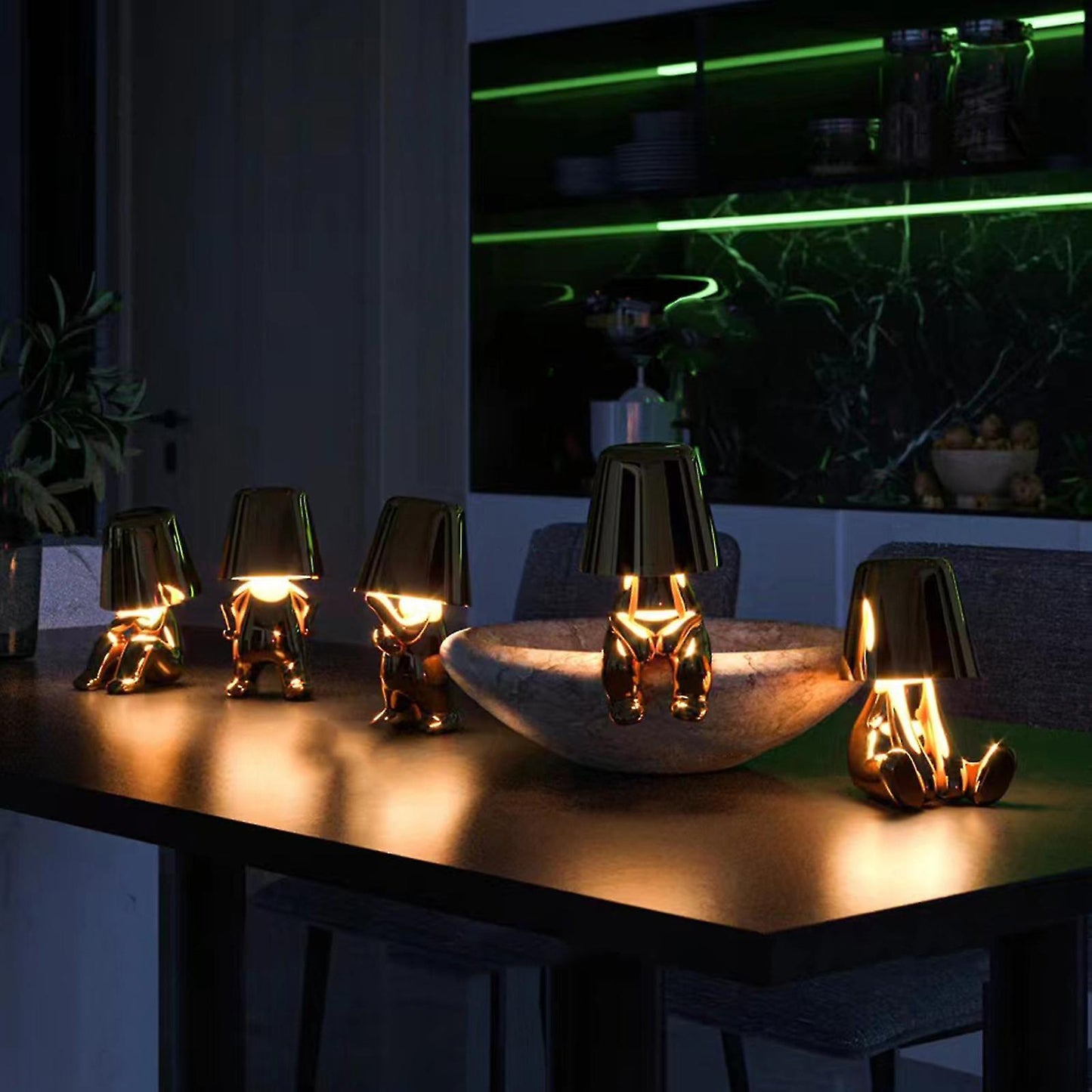 Gold USB Rechargeable Table Lamp | Dimmable Resin Lamp