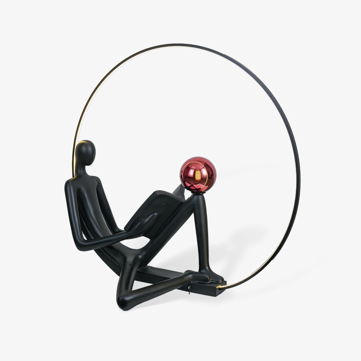 Reader Sculpture Floor Lamp with LED Light - Black Design