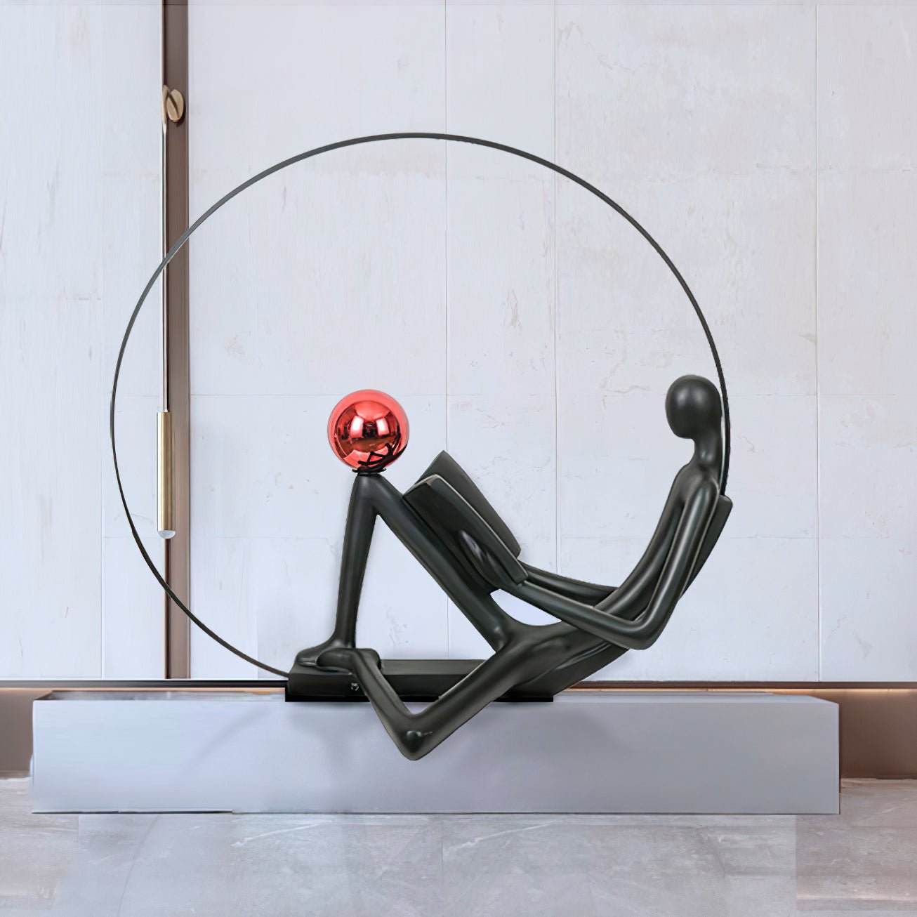 Reader Sculpture Floor Lamp with LED Light - Black Design