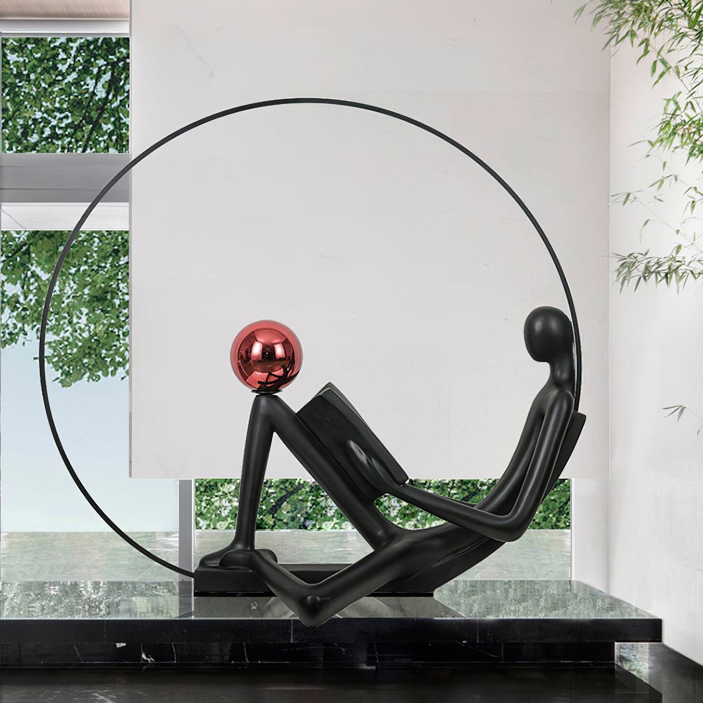 Reader Sculpture Floor Lamp with LED Light - Black Design