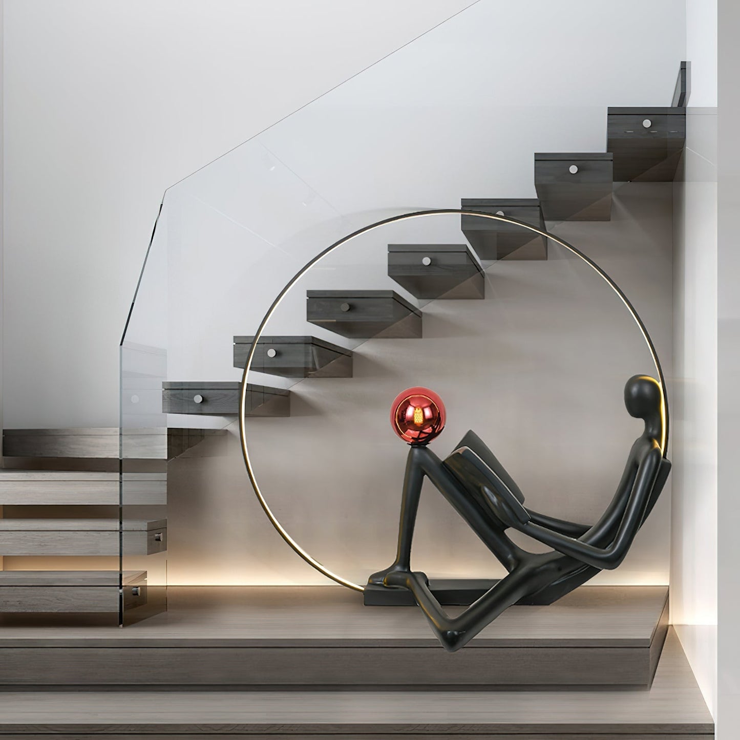Reader Sculpture Floor Lamp with LED Light - Black Design