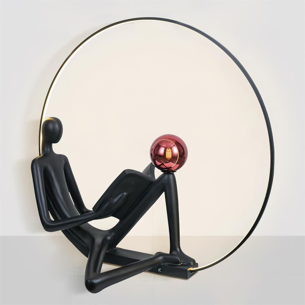 Reader Sculpture Floor Lamp with LED Light - Black Design