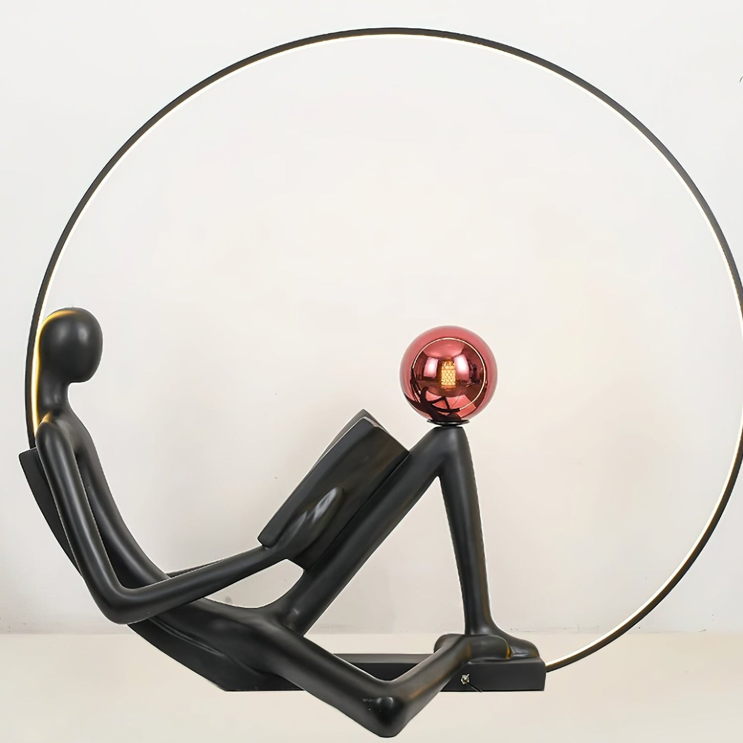 Reader Sculpture Floor Lamp with LED Light - Black Design