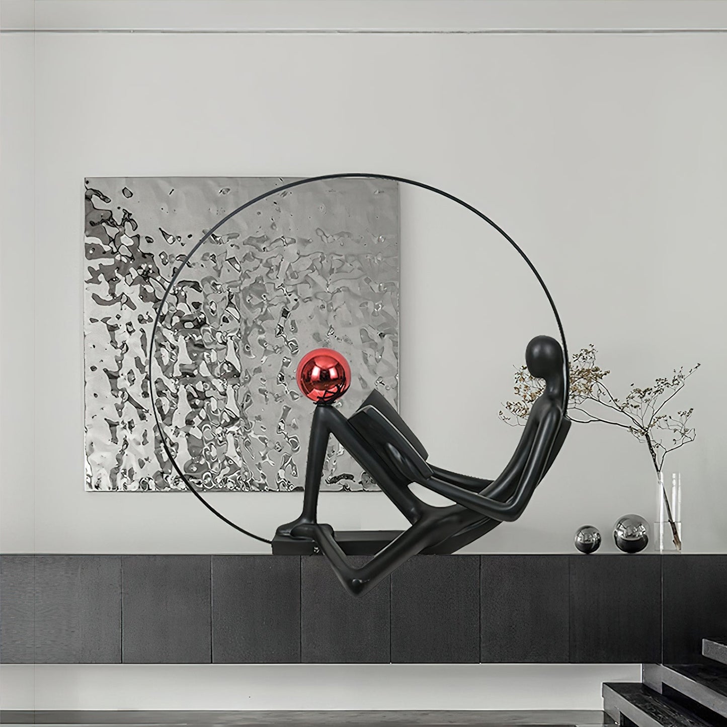 Reader Sculpture Floor Lamp with LED Light - Black Design