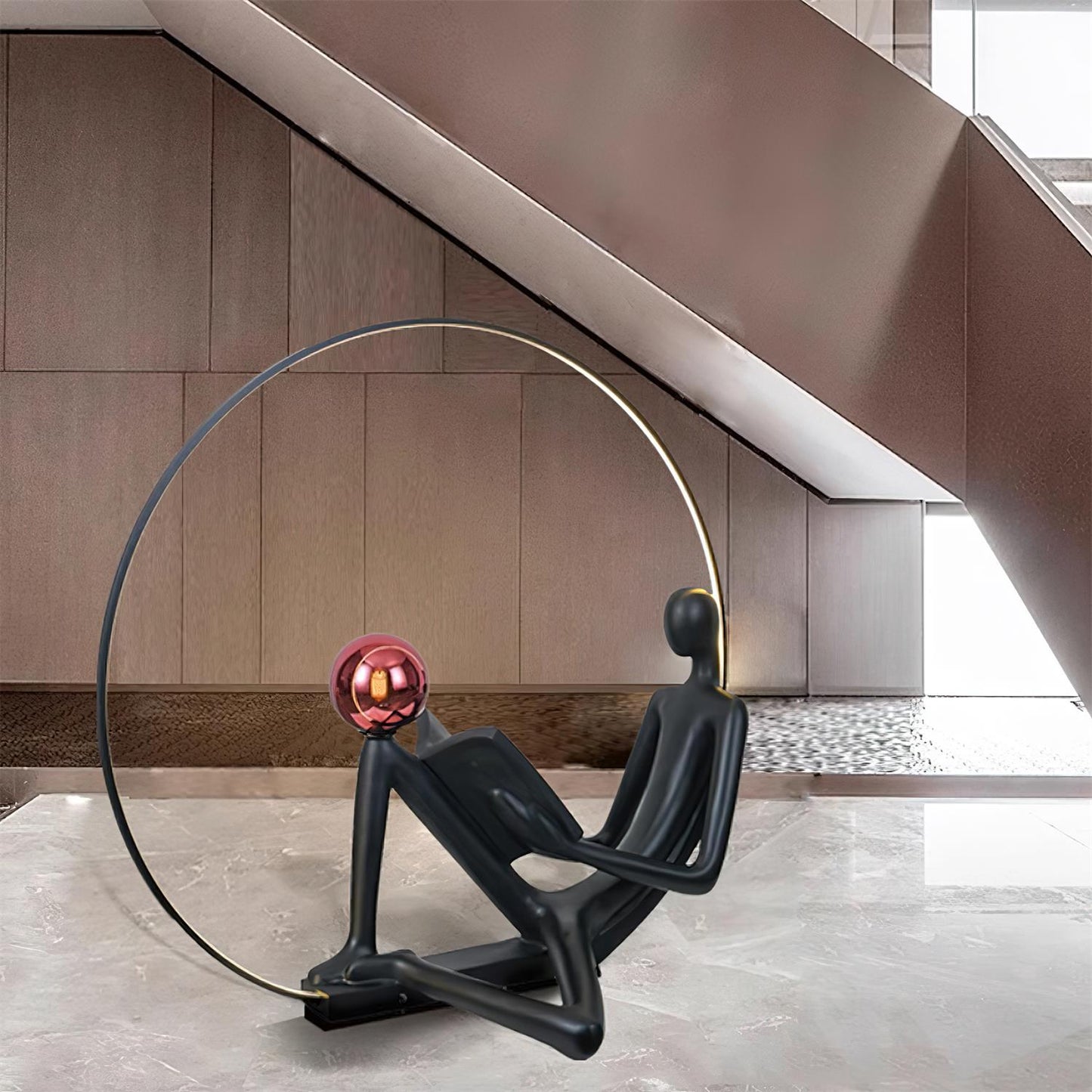 Reader Sculpture Floor Lamp with LED Light - Black Design