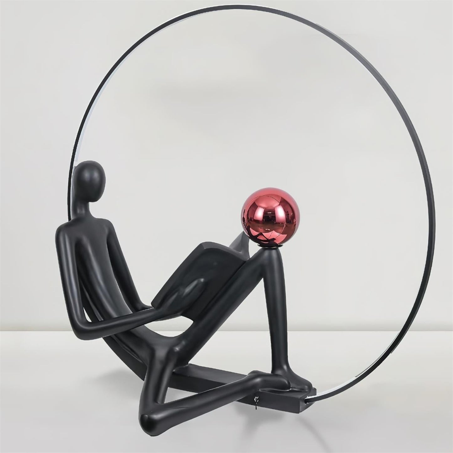 Reader Sculpture Floor Lamp with LED Light - Black Design