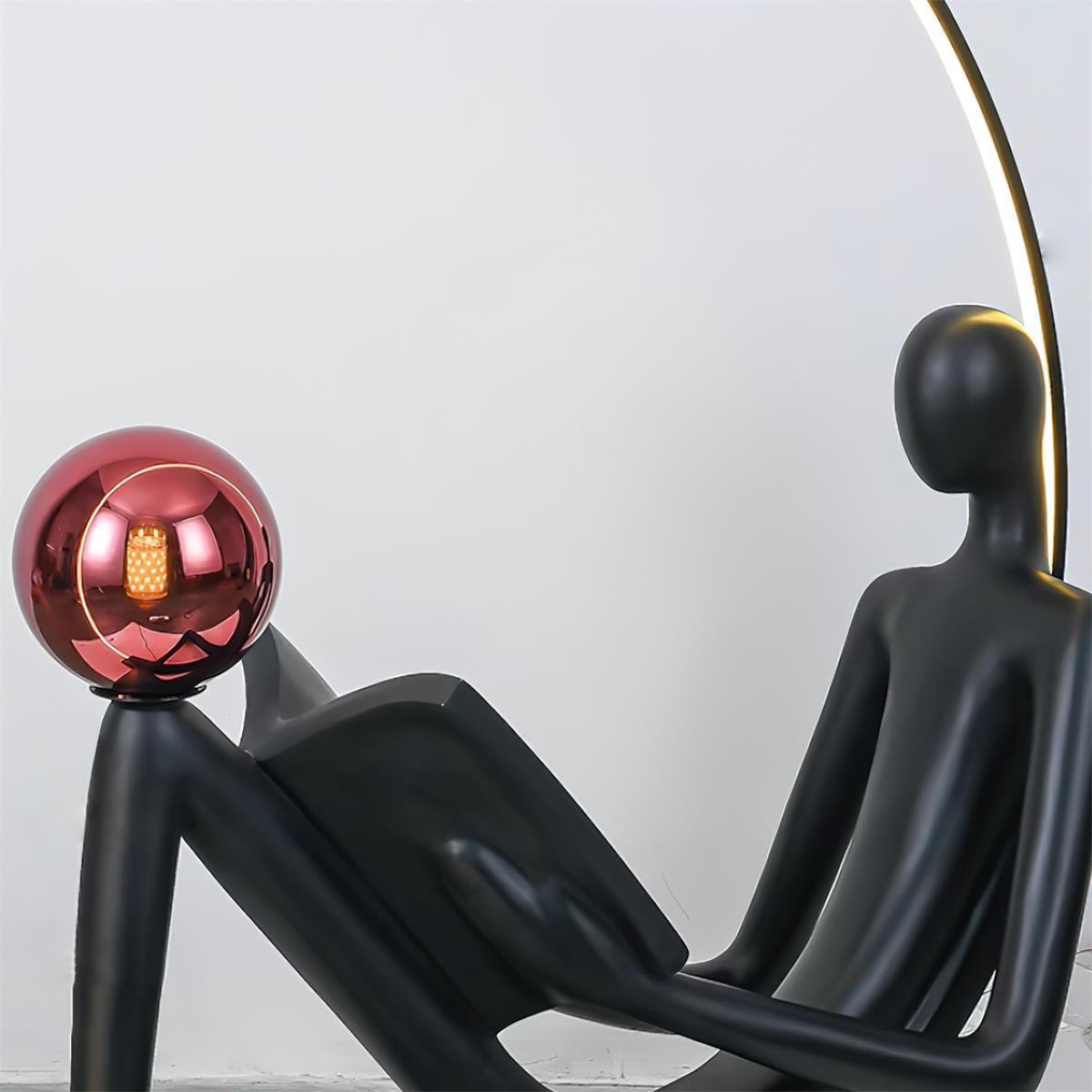 Reader Sculpture Floor Lamp with LED Light - Black Design