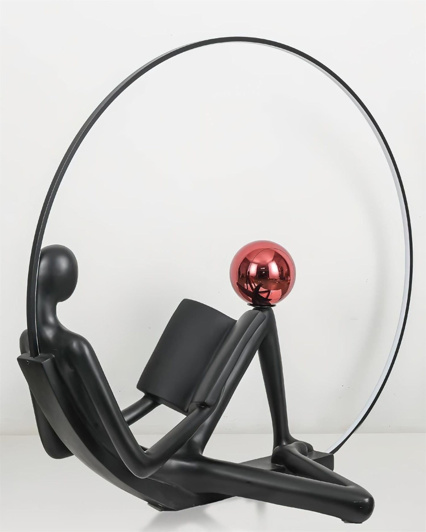 Reader Sculpture Floor Lamp with LED Light - Black Design
