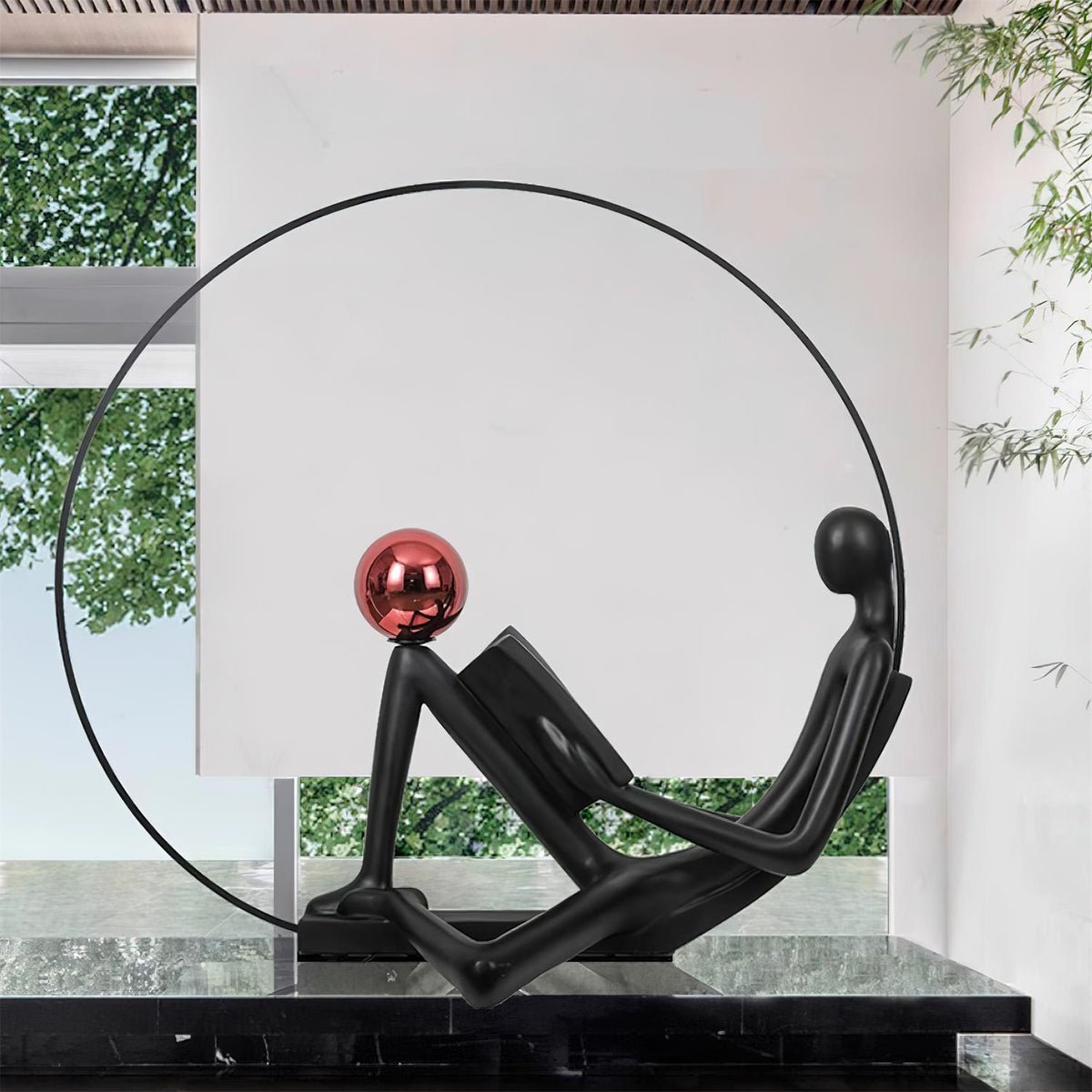 Reader Sculpture Floor Lamp with LED Light - Black Design
