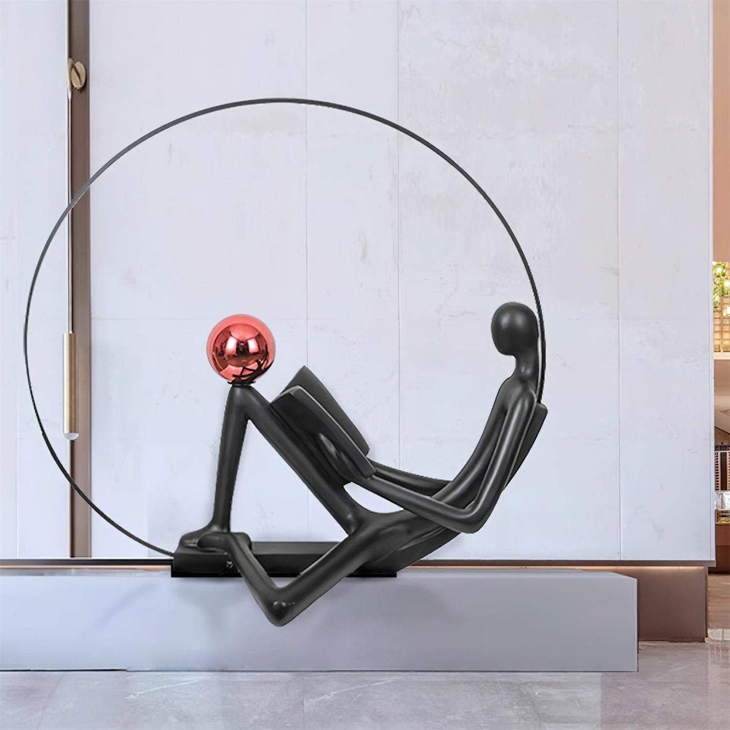 Reader Sculpture Floor Lamp with LED Light - Black Design