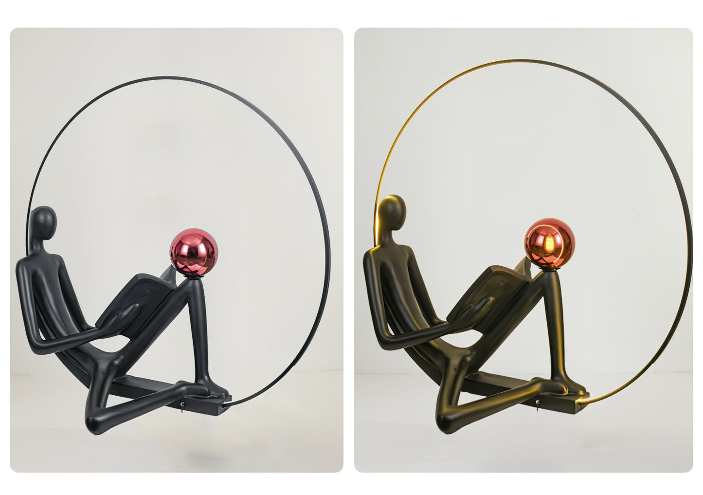 Reader Sculpture Floor Lamp with LED Light - Black Design