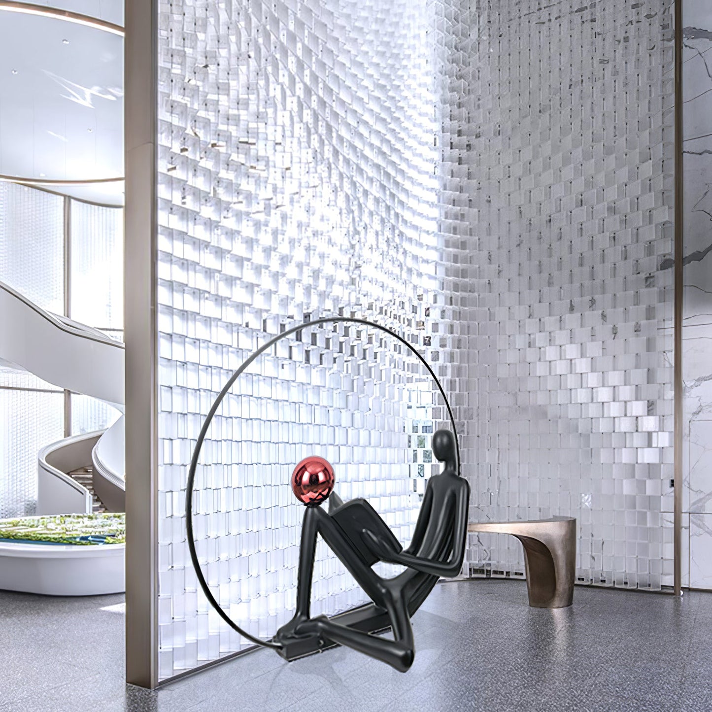 Reader Sculpture Floor Lamp with LED Light - Black Design