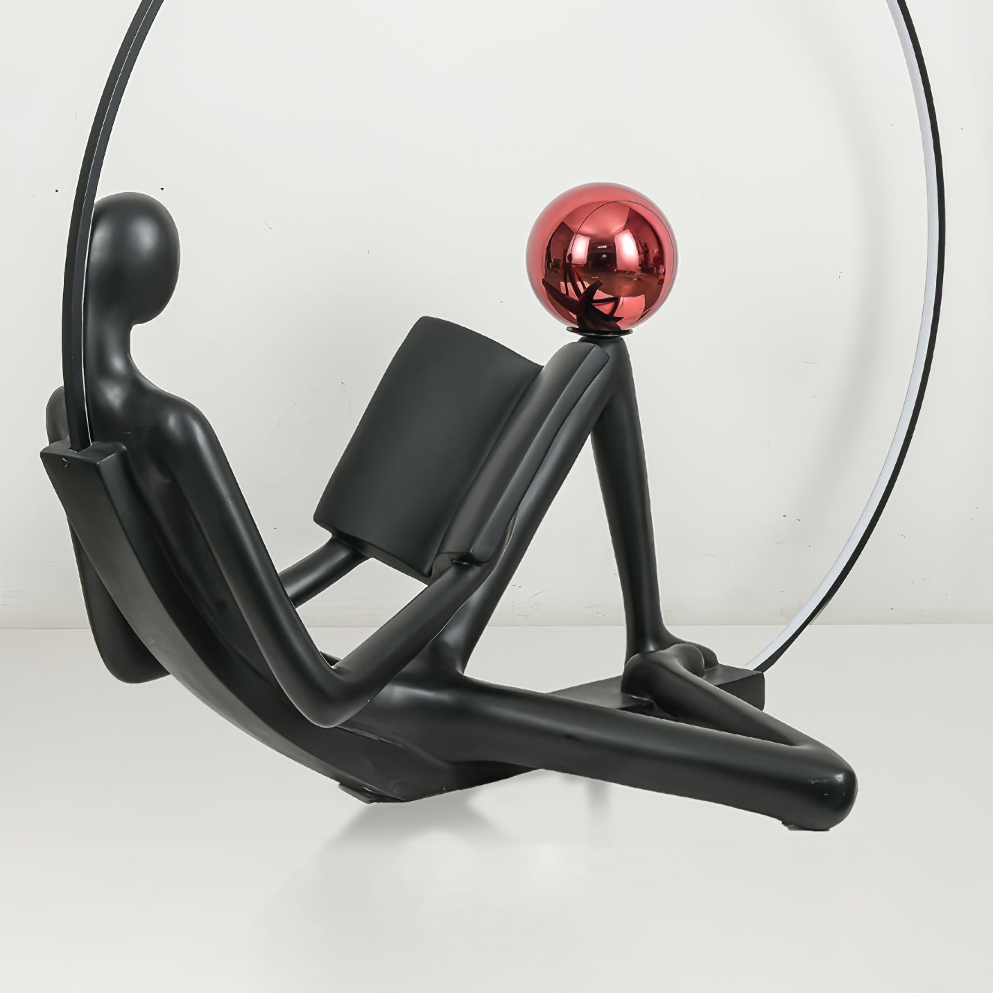 Reader Sculpture Floor Lamp with LED Light - Black Design